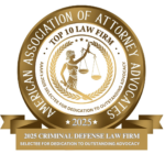 American Association of Attorney Advocates 2025 Top 10 Criminal Defense Law Firm badge awarded to Ratliff Jackson LLP